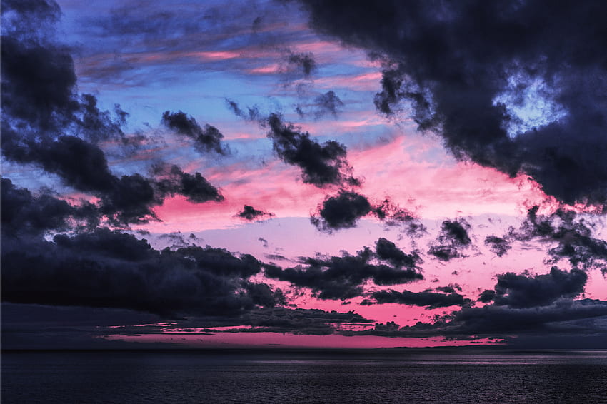 Natur, Himmel, Meer, Dämmerung, Wolken, Horizont, Dunkelheit, Abenddämmerung HD-Hintergrundbild