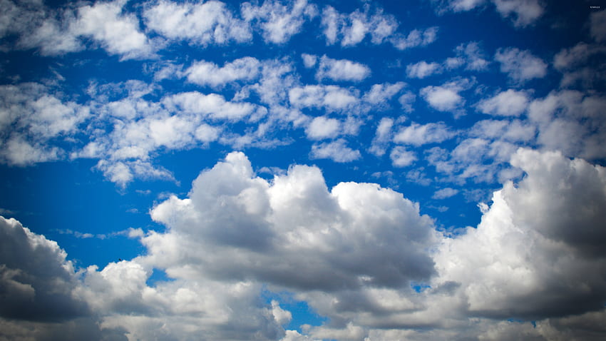 Fluffy clouds on the deep blue sky - Nature HD wallpaper
