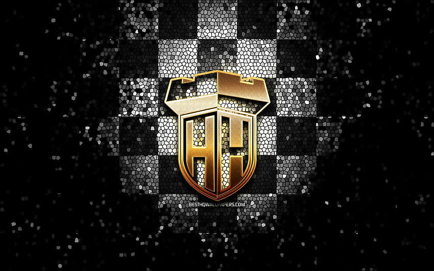 Hamburg Towers, glitter logo, BBL, white black checkered background, basketball, german basketball club, Hamburg Towers Bonn logo, mosaic art, Basketball Bundesliga HD wallpaper