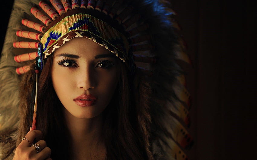 Very Beautiful Native Headdress Girl Native Feathers Hd Wallpaper Pxfuel