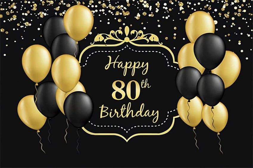 envio mundial : YEELE Fabulous 80th Birtay Backdrop ft Black and Gold Balloon Glitter Dots Background 80 Years Old Grandpa Grandpa 80 Anniversary Booth Prop Digital : Electronics papel de parede HD