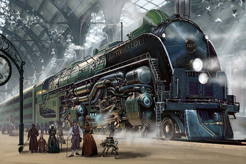 Berühmte Dame, Vintage, Lokomotive, Malerei, Dampf HD-Hintergrundbild