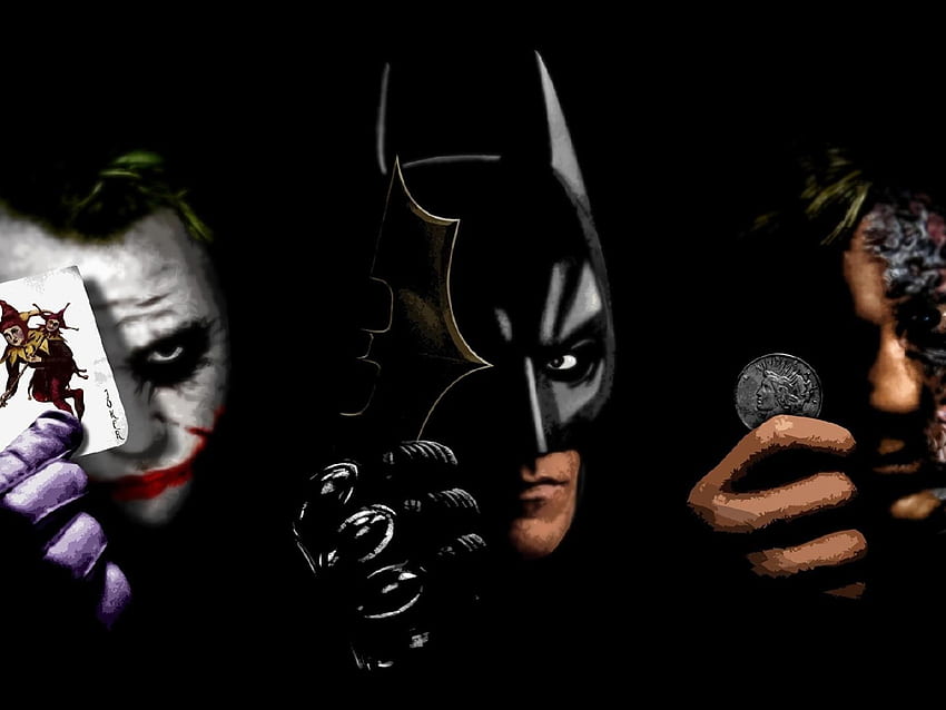 Batman The Joker Two Face Harvey Dent Art HD wallpaper