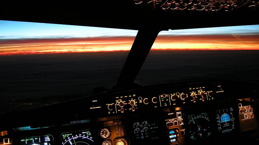 Airbus-Cockpit beleuchtet sunset | All . HD wallpaper