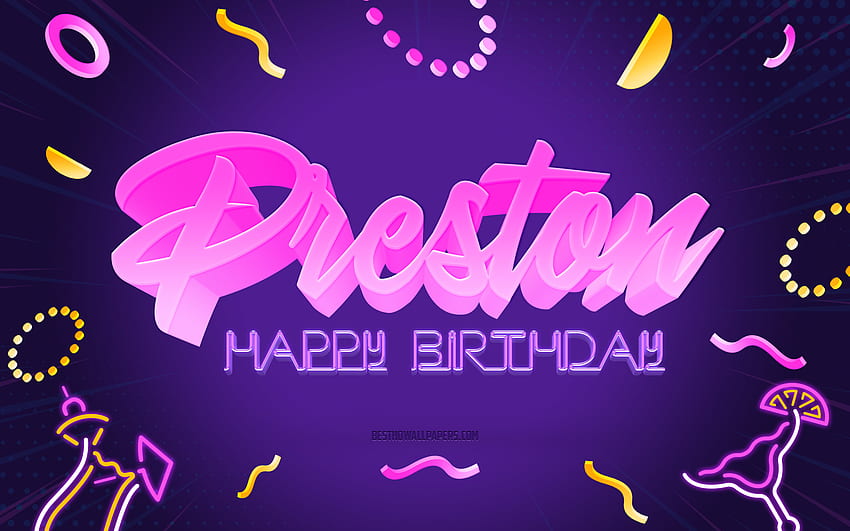 Happy Birtay Preston, , Purple Party Background, Preston, creative art, Happy Preston birtay, Preston name, Preston Birtay, Birtay Party Background HD wallpaper