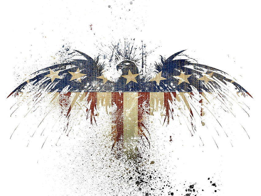 愛国心が強いアメリカ。 イーグルの描画とアメリカの国旗 高画質の壁紙