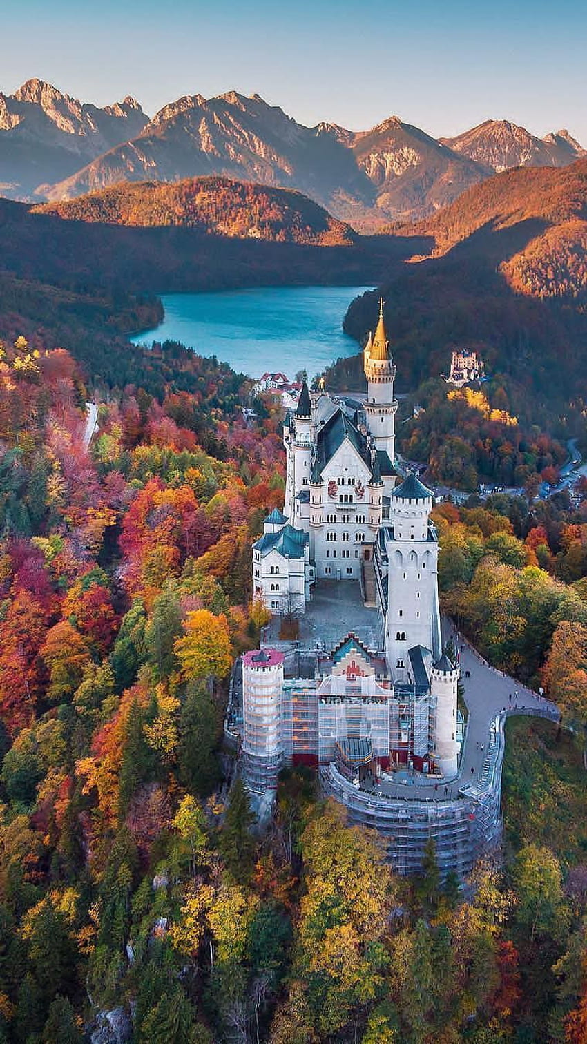 네이처 캐슬 아이폰 . 독일 성, 노이슈반슈타인 성, 아름다운 성, 독일 산 HD 전화 배경 화면