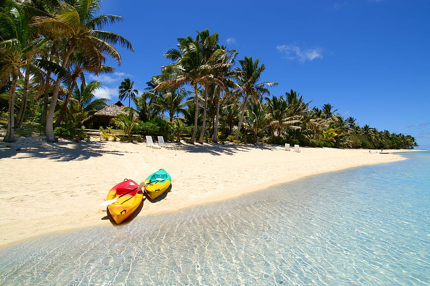 Alam, Pantai, Telapak Tangan, Perahu, Tropis, Maladewa Wallpaper HD