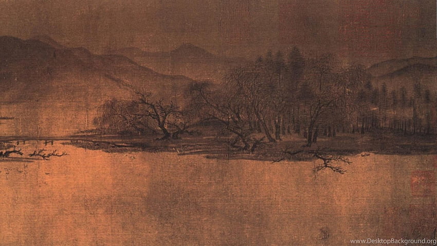 絵画 中国の古典 古代のアートワーク 墨絵 背景 高画質の壁紙