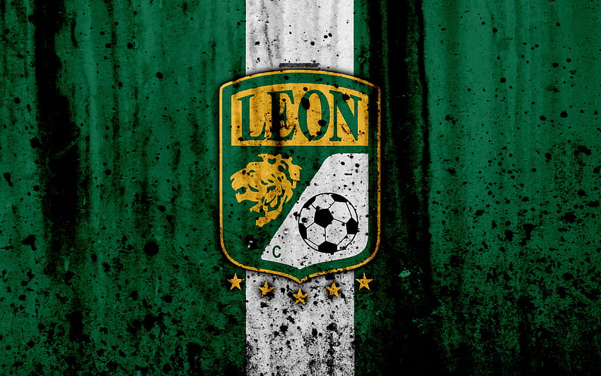FC Leon, grunge, Liga MX, soccer, art, Primera Division, football club, Mexico, Leon, stone texture, Leon FC for with resolution . High Quality HD wallpaper