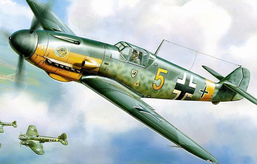 Messerschmitt, Luftwaffe, Single Engine Piston Fighter Low, Frontline Fighter, Bf 109F 2 For , Section авиация 高画質の壁紙