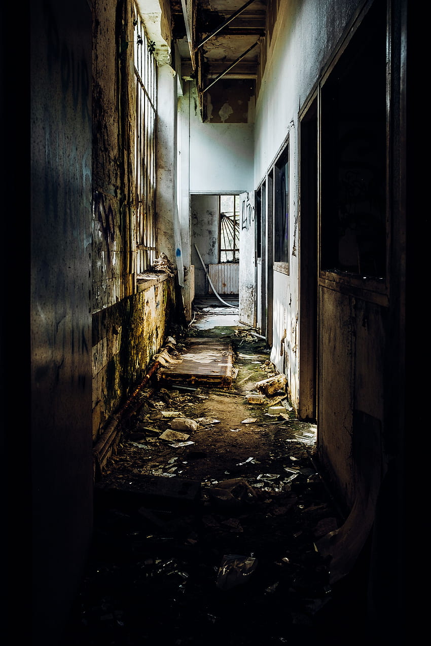 Corridor, Ruins, Abandoned, Spooky, Eerie HD phone wallpaper