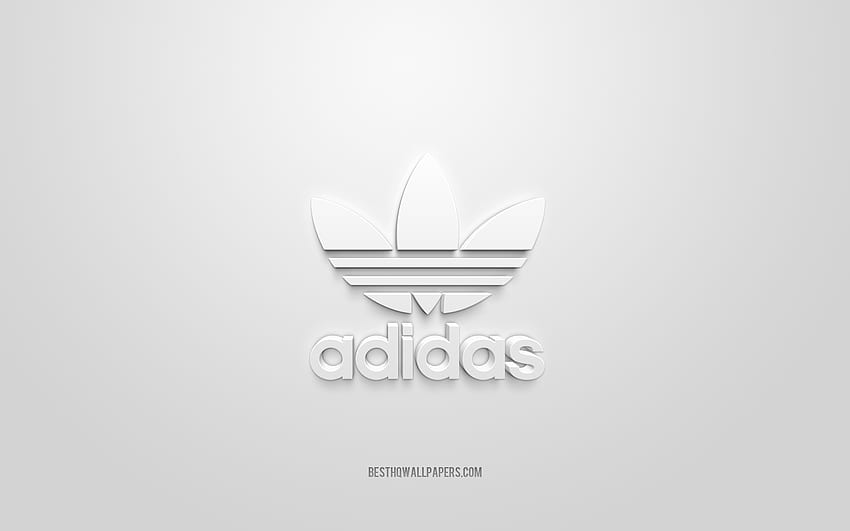 Adidas logo, white background, Adidas 3D logo, 3D art, Adidas, brands ...