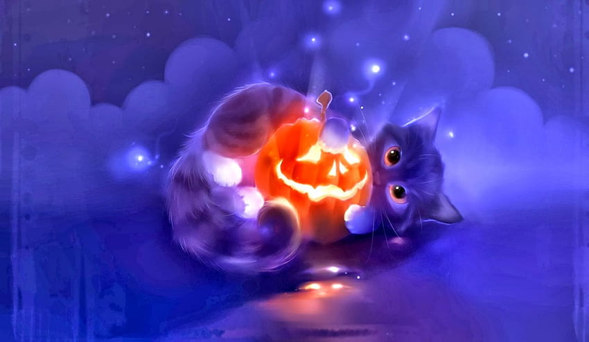 Halloween Cat, Purple Halloween HD wallpaper | Pxfuel