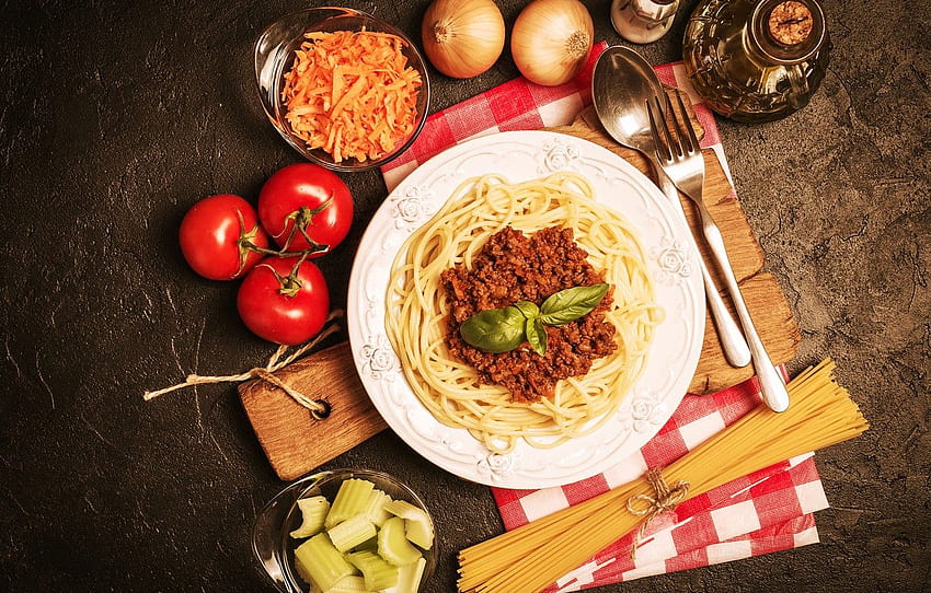 oil, plate, tomatoes, dish, pasta for , section еда, Noodles HD wallpaper