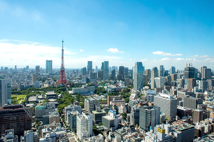 東京背景日本、ワイド スクリーン、黒と白。 風景、、東京、新宿スカイライン東京 高画質の壁紙