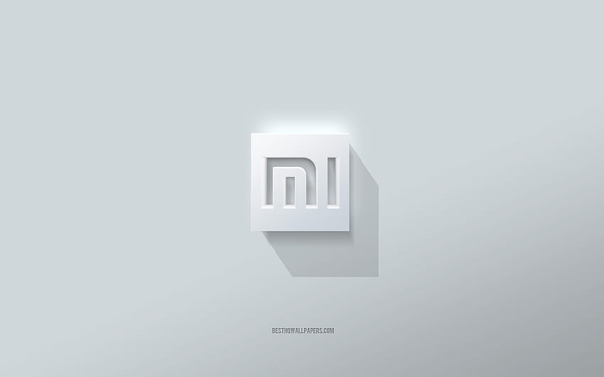 Logo Xiaomi, latar belakang putih, logo Xiaomi 3d, seni 3d, Xiaomi, lambang Xiaomi 3d Wallpaper HD