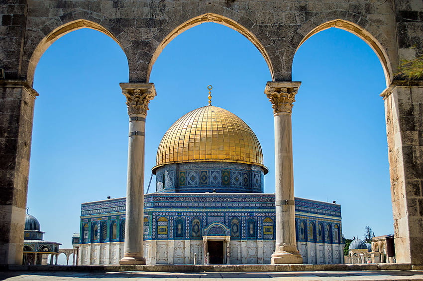 aksa, tapınağın üzerindeki kaya kubbesi, kudüs. Moka HD duvar kağıdı