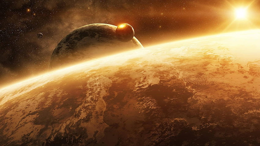 planet, space, sun , Space , , and Background, Orange Space HD wallpaper