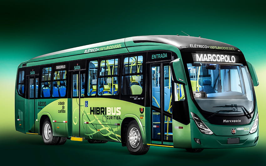 Marcopolo Viale BRT Hibribus, , 2021 buses, passenger transport, Marcopolo Buses, G7, 2021 Marcopolo Viale BRT Hibribus, green bus, Marcopolo HD wallpaper