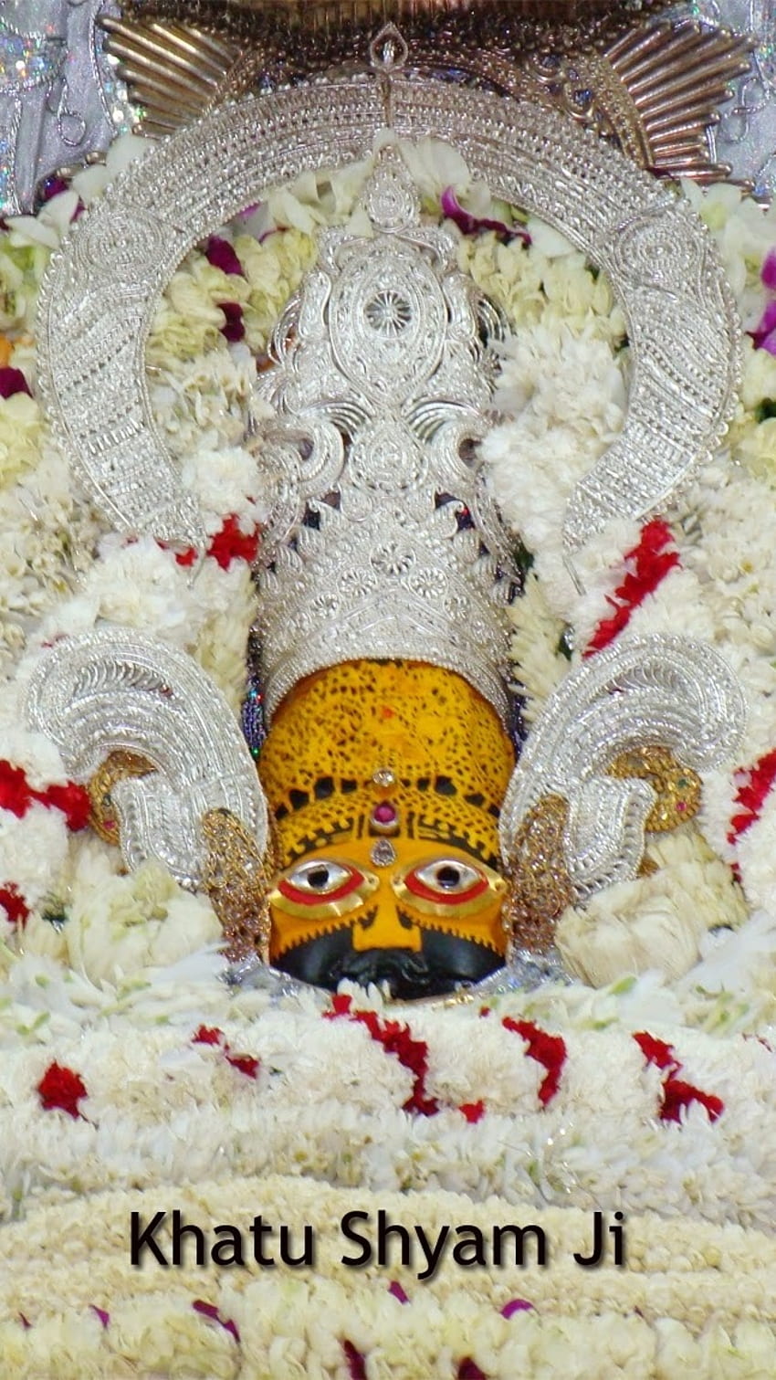 Khatu Shyam, weiße Blumen, Hintergrund HD-Handy-Hintergrundbild