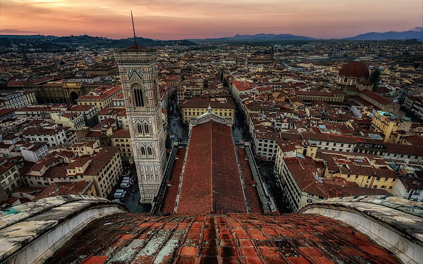 Tuscany, Florence, Italy, city top view, roof HD wallpaper