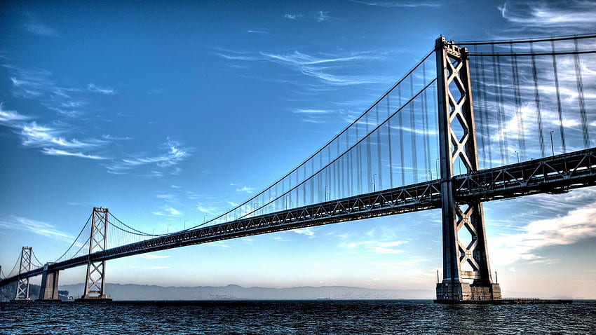 прекрасен мост в залива на Сан Франциско r, мост, облаци, залив, r HD тапет