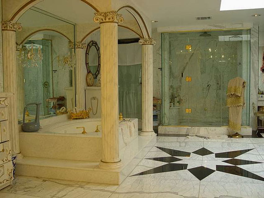 OPULENCE, tiled, glass, bathroom, luxury HD wallpaper