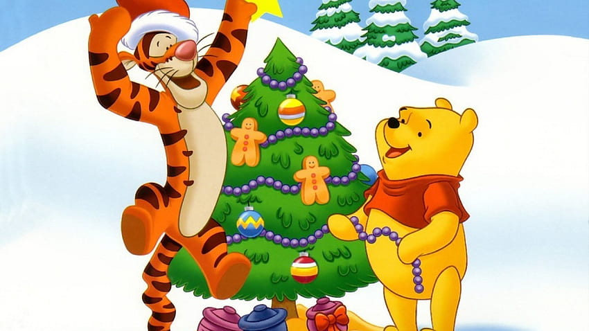 New Year Christmas Cartoon Film Bear Cub Tiger Winnie The Pooh HD wallpaper