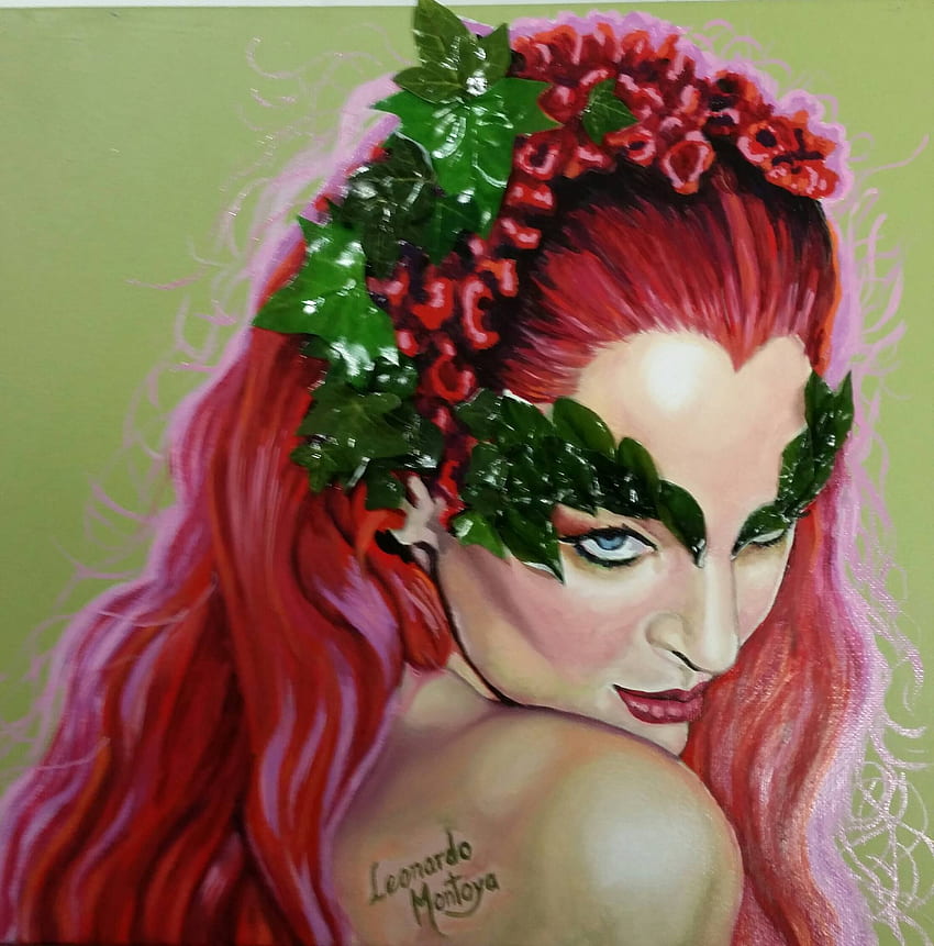 Uma Thurman Poison Ivy 1997 Peinture de Leonardo Montoya Fond d'écran de téléphone HD