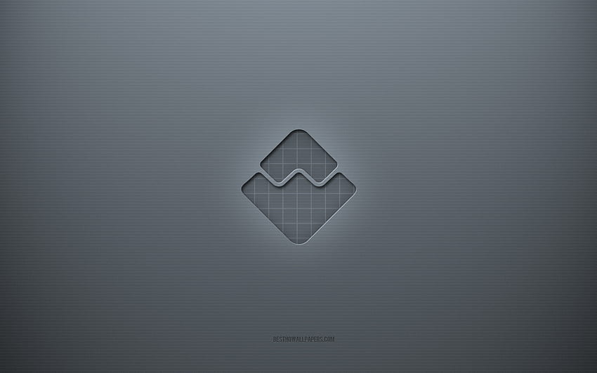 Лого на Waves Platform, сив творчески фон, знак Waves Platform, текстура на сива хартия, Waves Platform, сив фон, знак Waves Platform 3d HD тапет