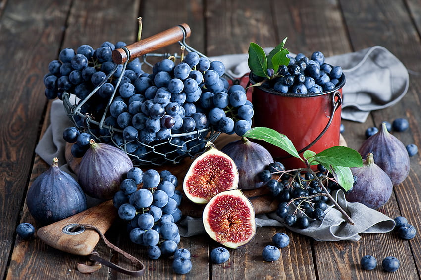 Food, Grapes, Bilberries, Fig HD wallpaper