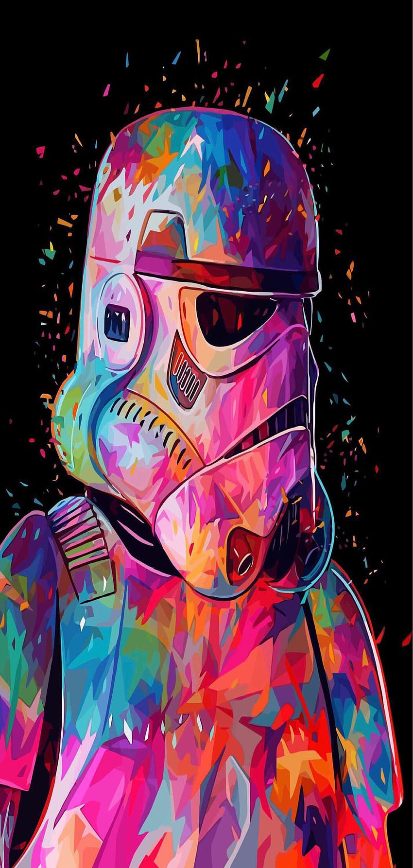 iOS 11, iPhone X, Black, abstract, stormtrooper, Star Wars, colour, apple, , iphone 8, clea. Star wars painting, Star wars canvas art, Star wars wall art HD phone wallpaper