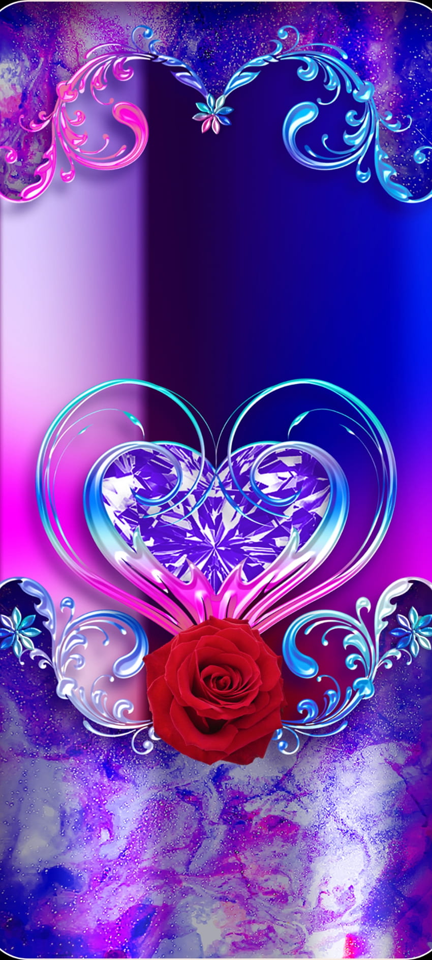 Blaues Metall, dein Herz, Rot, Magenta, Pastell, Schön, Luxus, Liebe HD-Handy-Hintergrundbild