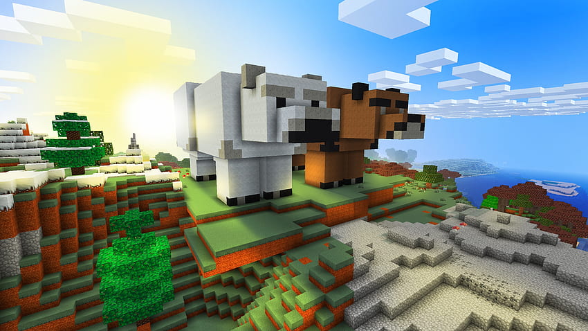 CUTE BEARS PIXEL ANIMALS in RealmCraft Minecraft Style Game HD wallpaper