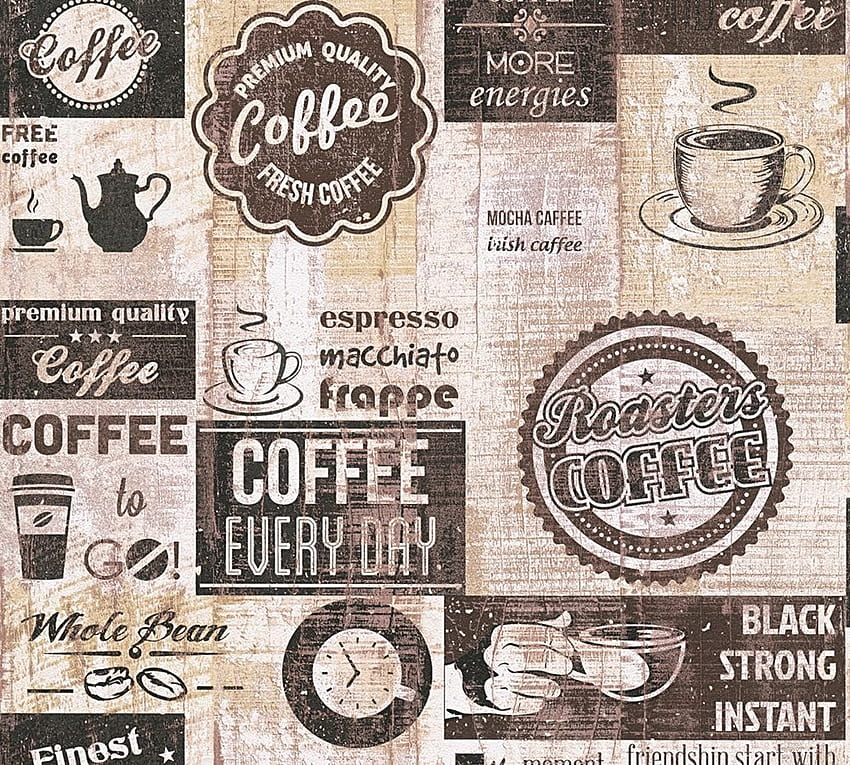 Coffee Kitchen Vintage Dark Brown 33480 3 HD wallpaper