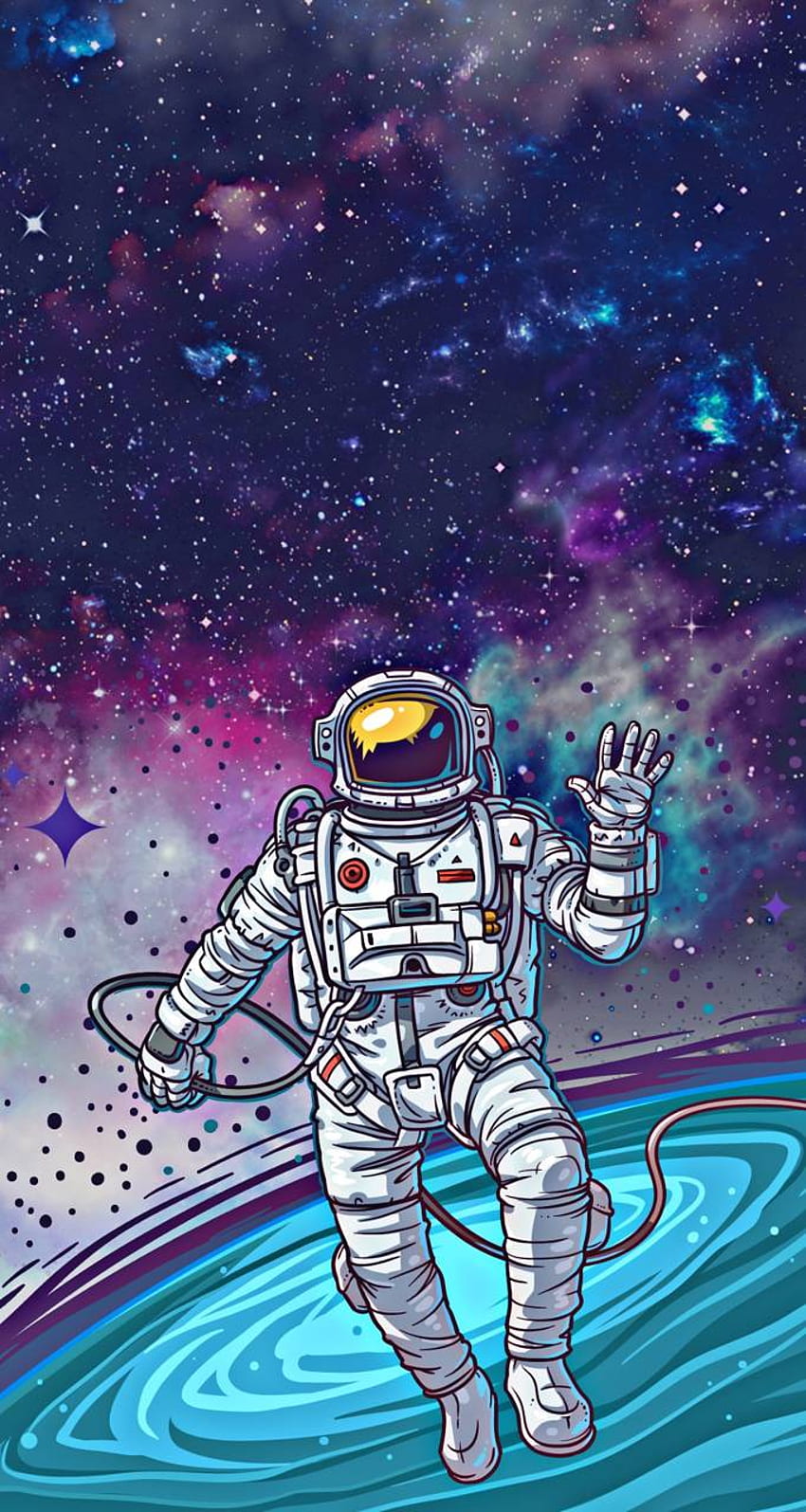 Astronaut in space, Cartoon Astronaut Space HD phone wallpaper