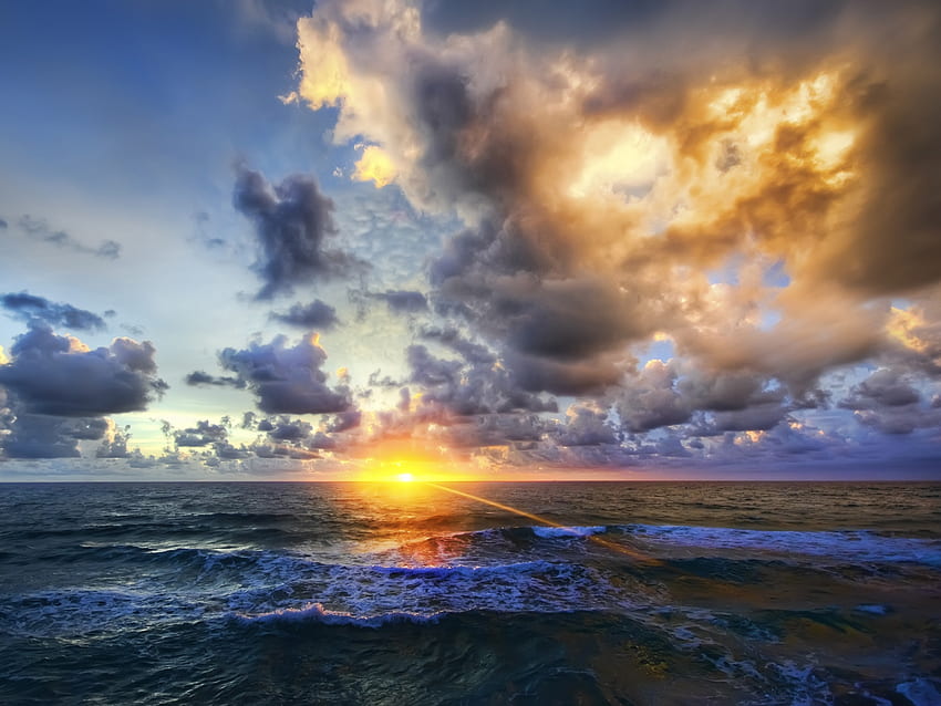 Manhã, seascape, céu, natureza, nascer do sol papel de parede HD