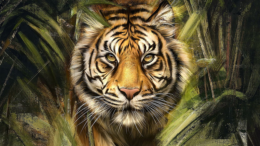 Crazy Tiger Art (Page 1), Artistic Tiger HD wallpaper