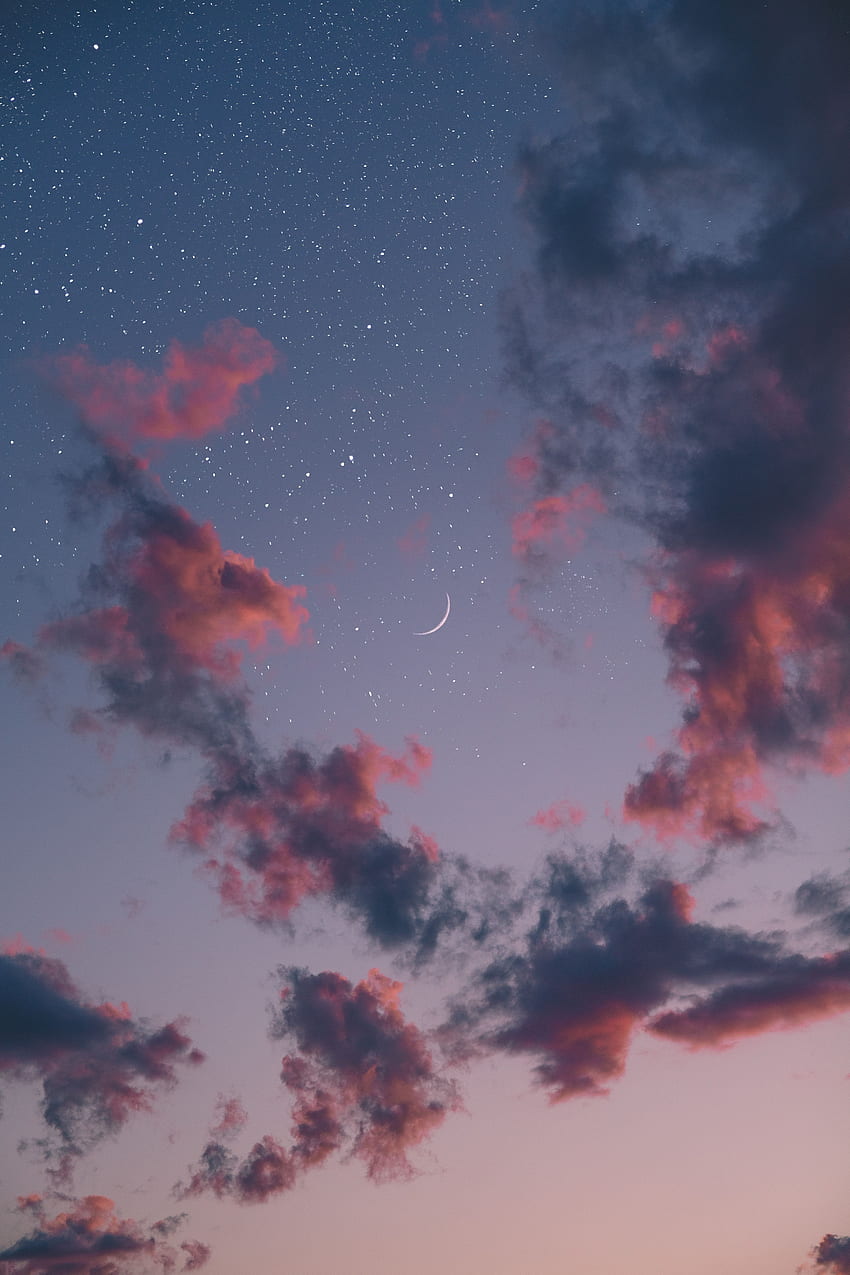 Nature, Sky, Stars, Night, Clouds, Moon HD phone wallpaper