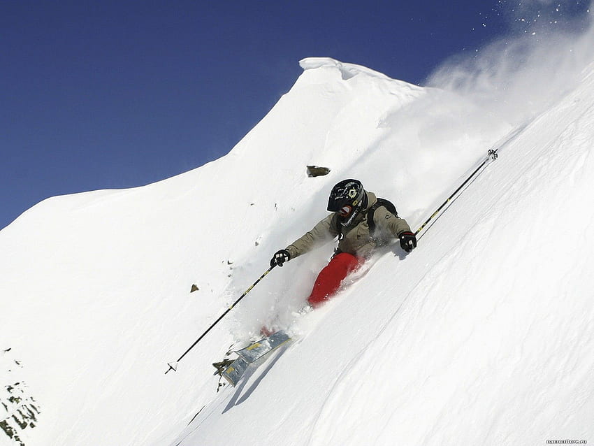 Ski gunung. Kecepatan, pegunungan, pemain ski, olahraga, putih, musim dingin, Ski Gunung Besar Wallpaper HD