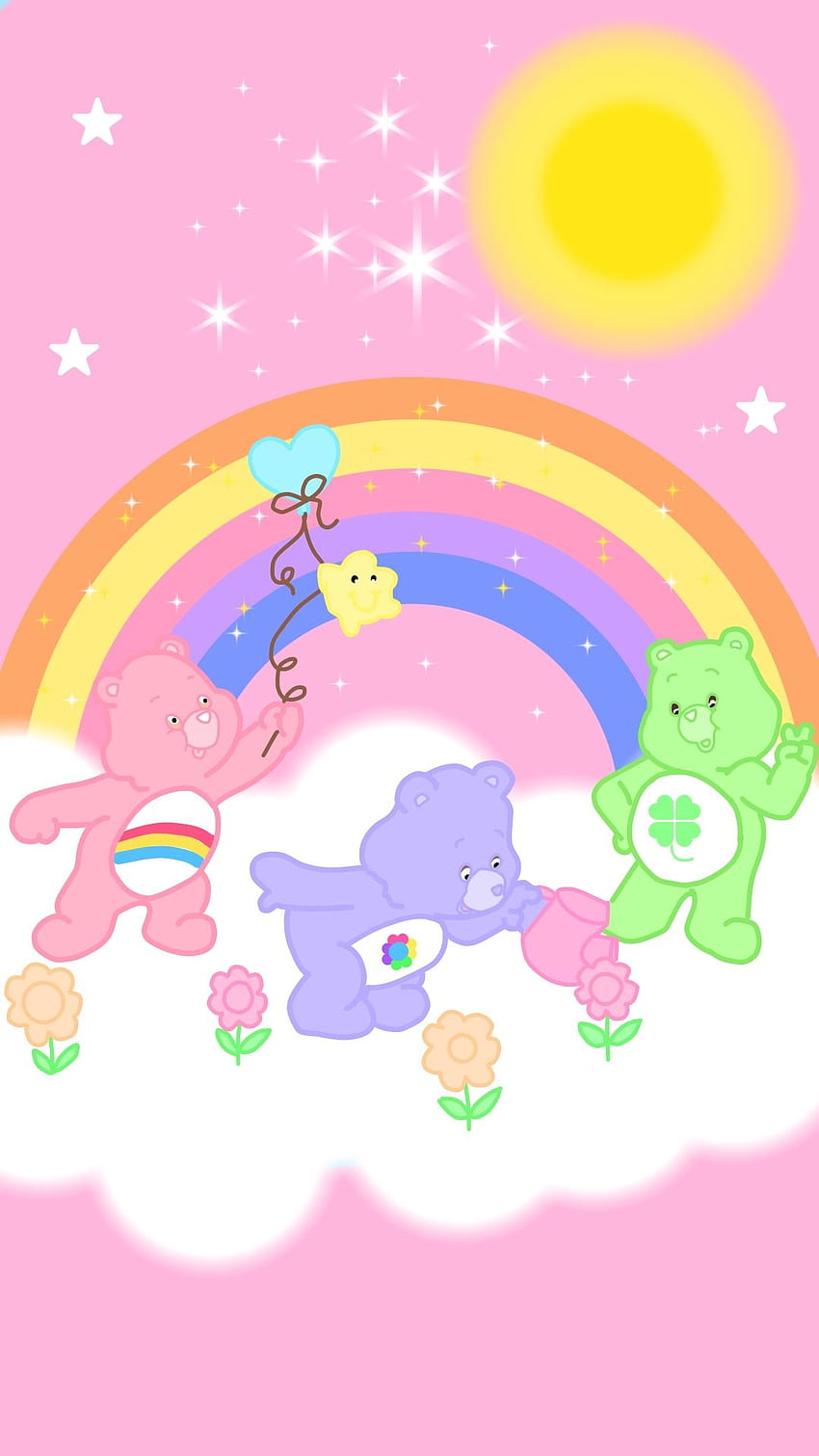 Download Aesthetic Care Bear Colorful On White Wallpaper  Wallpaperscom