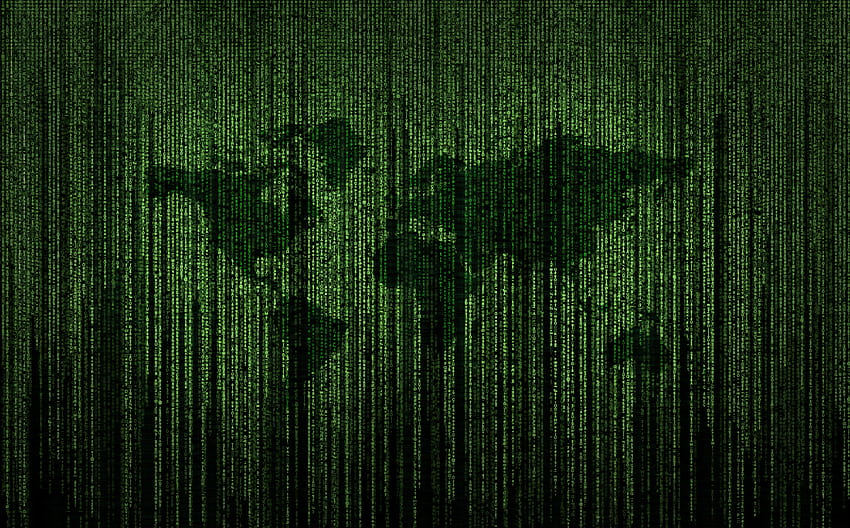 Green Matrix Code World Map, mapa del mundo verde fondo de pantalla