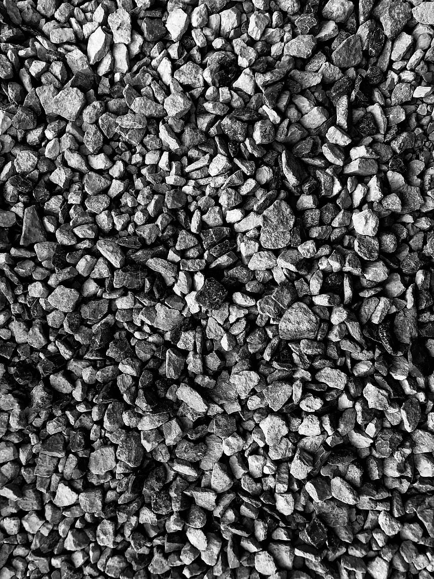 Darren Awaita Żwir Kamienie czarno-białe tekstury Tapeta na telefon HD