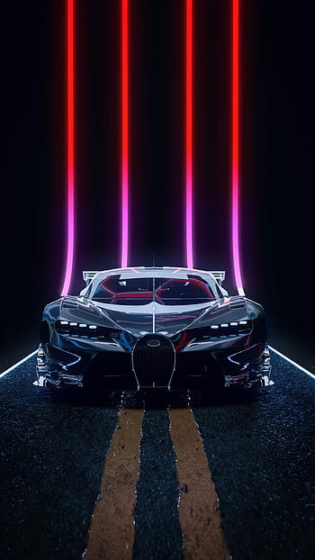 Bugatti Veyron supercar front view, street, night 640x960 iPhone 4/4S  wallpaper, background, picture, image