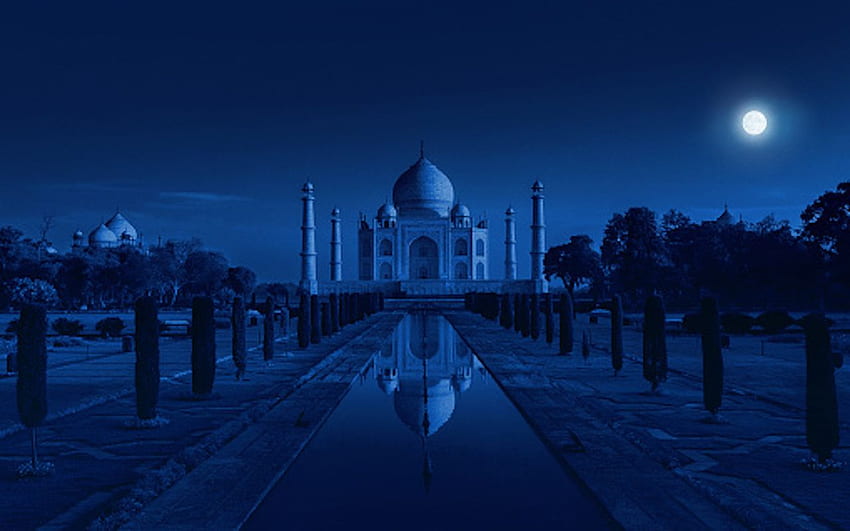 By the numbers: The Taj Mahal at night HD wallpaper
