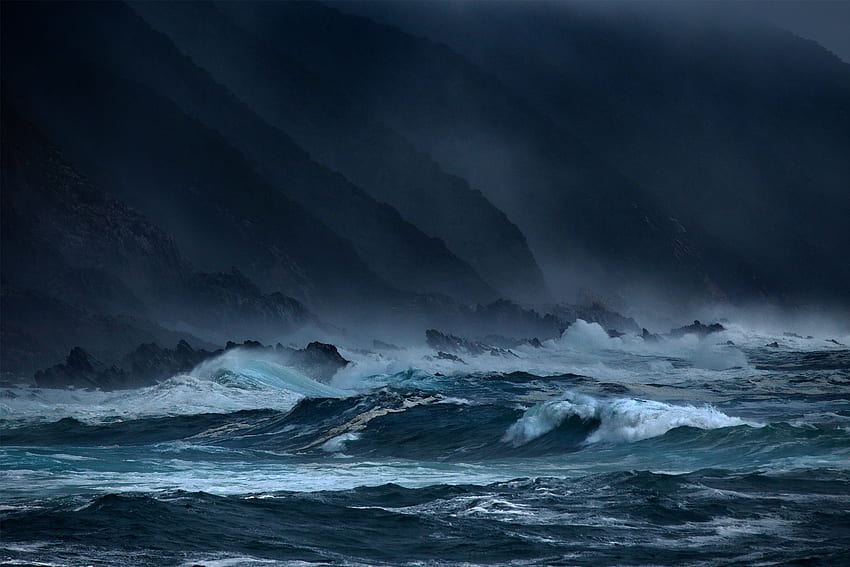 ทะเล คลื่น พายุ หิน ความมืด - พายุในมหาสมุทร วอลล์เปเปอร์ HD