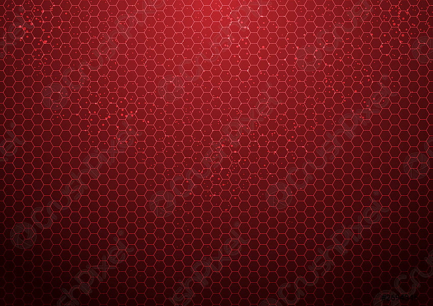 Abstrakter roter Sechseckmusterhintergrund mit futuristischem Vektor der Partikeltechnologie, dunkelrotes Muster HD-Hintergrundbild