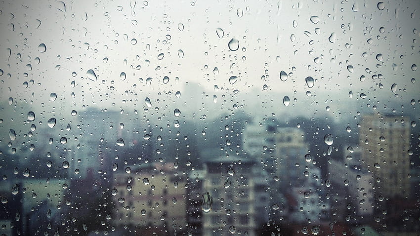 Kota, Hujan, Tetes, Bangunan, Kaca, Jendela Wallpaper HD