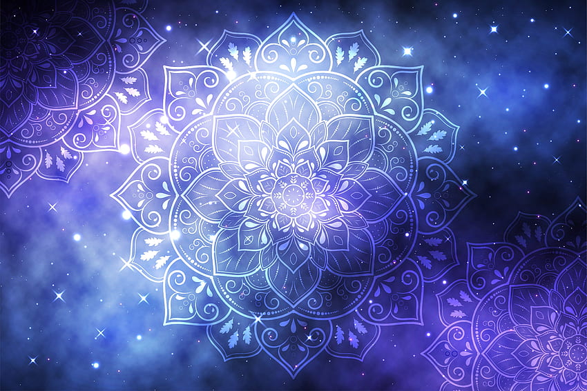 Мандали с цветя на фона на синя галактика 1075697 Векторно изкуство във Vecteezy HD тапет